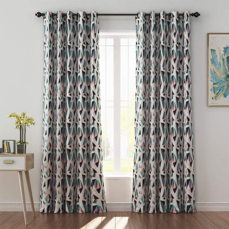 Abstract Print Polyester Linen Curtain Drapery JANE