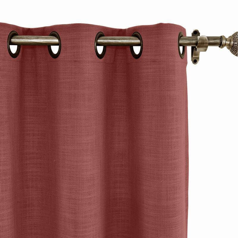 CUSTOM Liz Maroon Polyester Linen Curtain Drapery with Lined