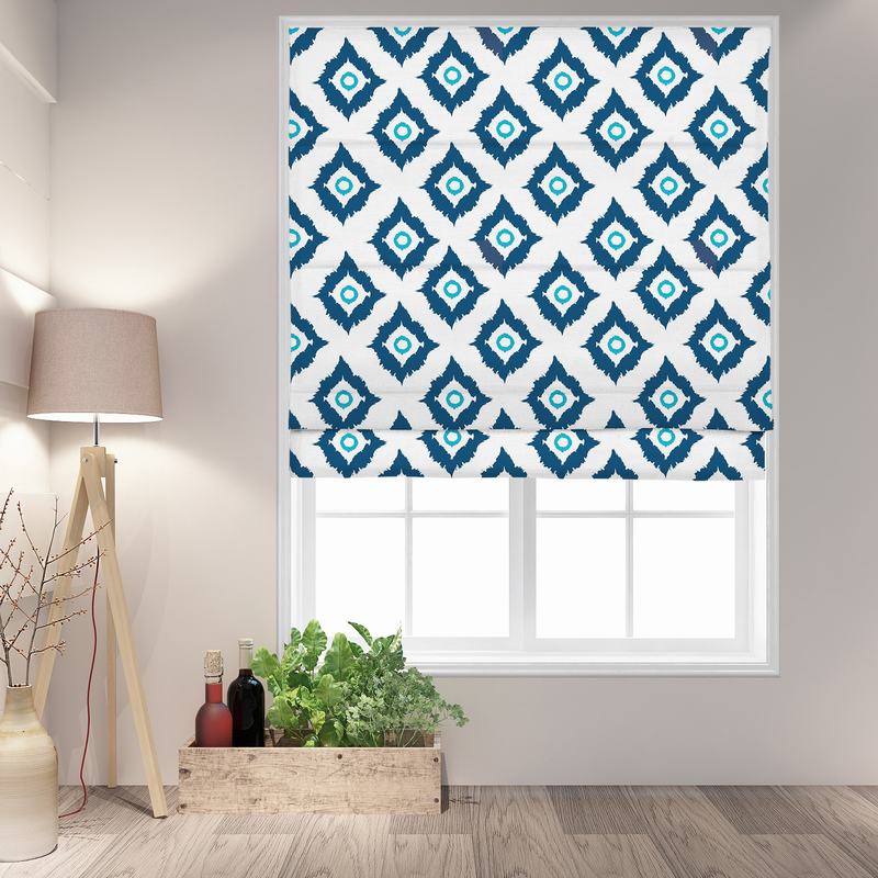 MARIAN Abstract Print Polyester Linen Room Darkening Roman Shade