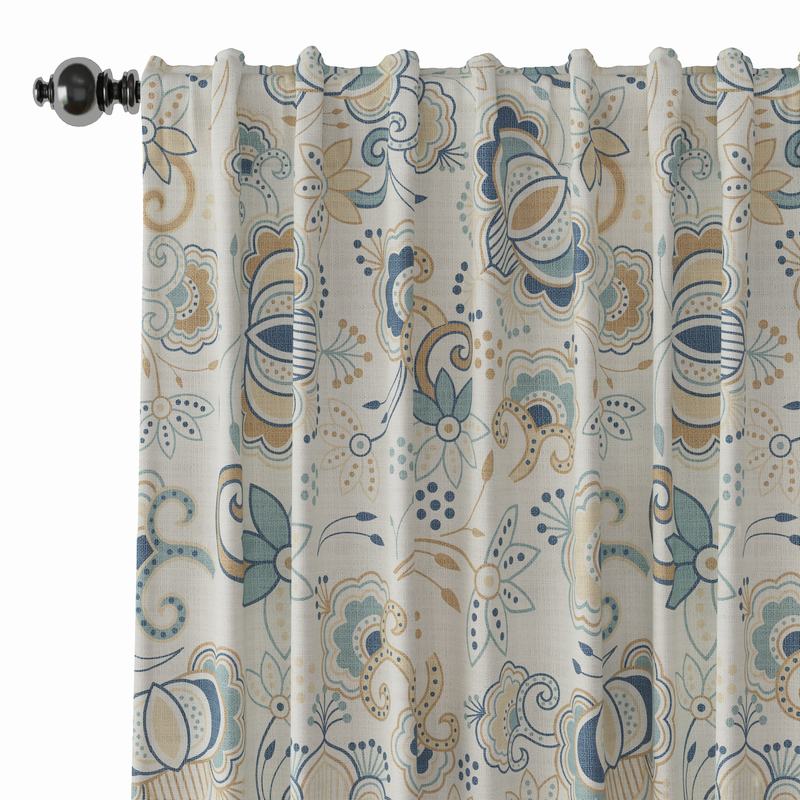 Paisleys Print Polyester Linen Curtain Drapery PALM