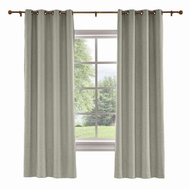 CUSTOM Liz Light Gray Polyester Linen Curtain Drapery with Lined