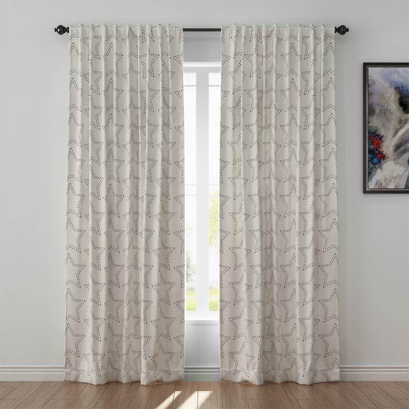 Geometric Print Polyester Linen Curtain Drapery BAOBEI