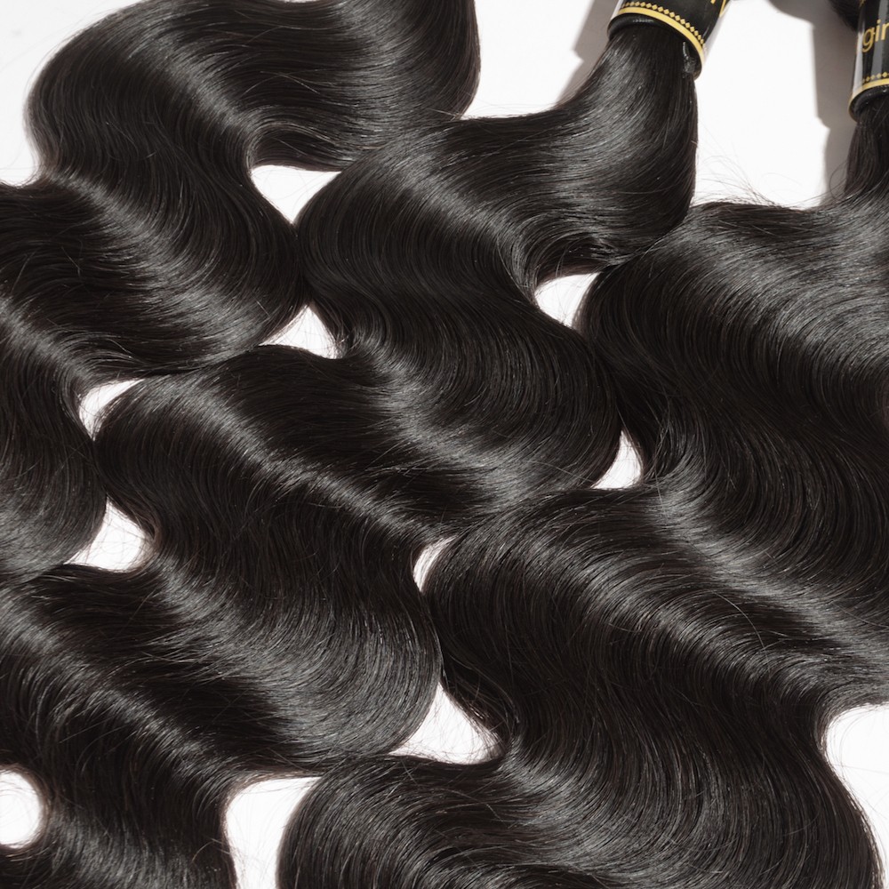 【Crystal 6A】	3 Bundles Body Wavy 6A Brazilian Virgin Hair 300g With 4*4 Body Wavy Free Part Closure