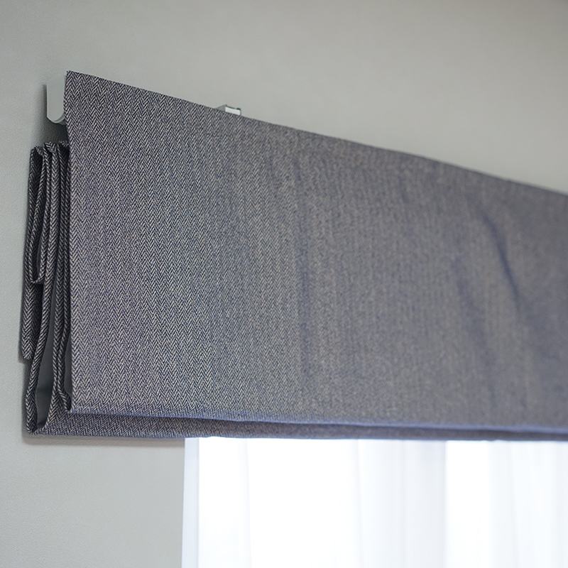 Herringbone Cotton Linen Roman Shade In Blue Purple