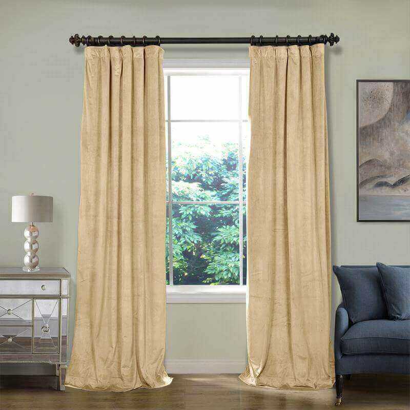 CUSTOM Birkin Cream Velvet Curtain Drapery With Lining For Traverse Rod Pole or Track