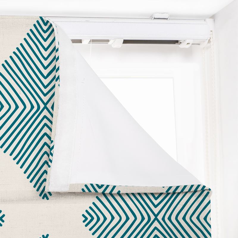 COLIN Geometric Print Polyester Linen Roman Shade