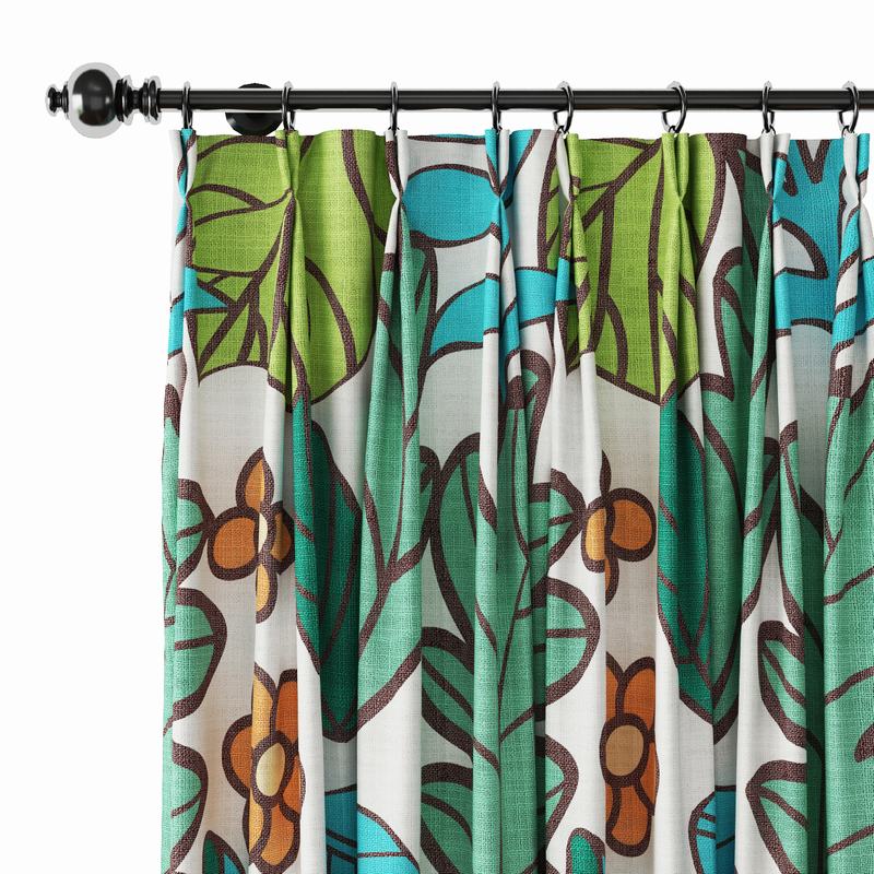 Nature Print Polyester Linen Curtain Drapery WACHUA