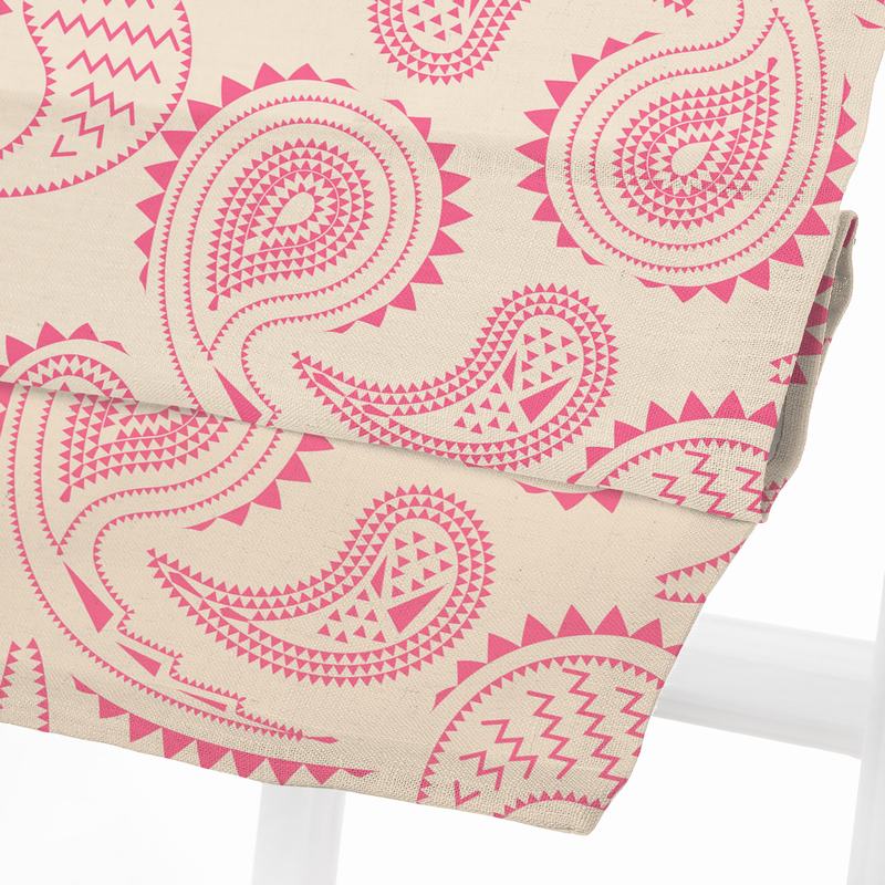 AUDREY Paisley Print Polyester Linen Roman Shade