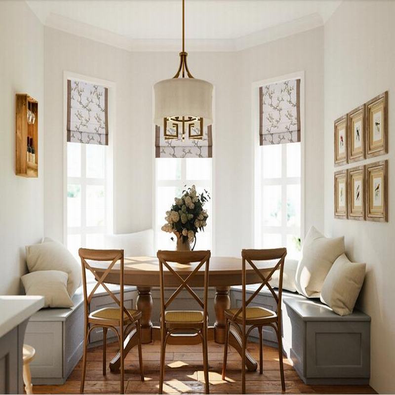 Print Cotton Linen Roman Shade In Brown