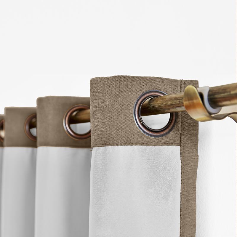 CUSTOM Kante Dark Brown Polyester Cotton Drapery With Lining Curtains