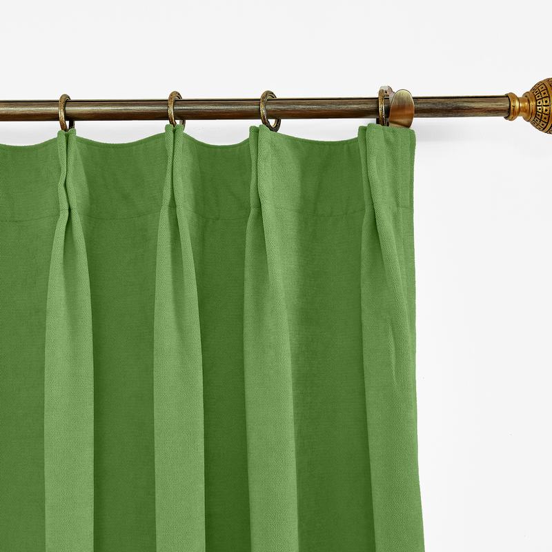 CUSTOM Kante Green Polyester Cotton Drapery With Lining Curtains