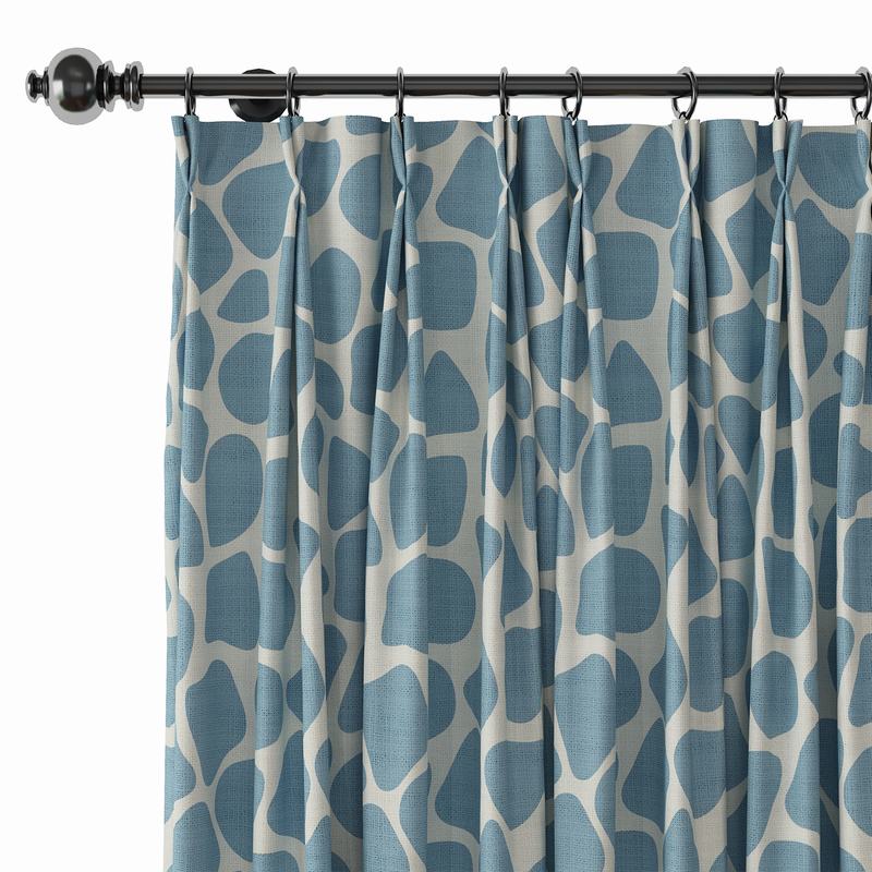 Abstract Print Polyester Linen Curtain Drapery with Privacy Blackout Thermal Lining CARL