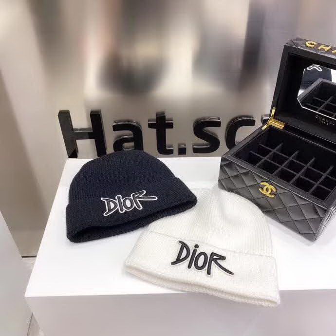 20冬季最新专柜款-迪奥Dior新款字母刺绣标针织羊毛毛线帽，定制羊毛，简约帅气新标志，男女同款超酷时尚街头风