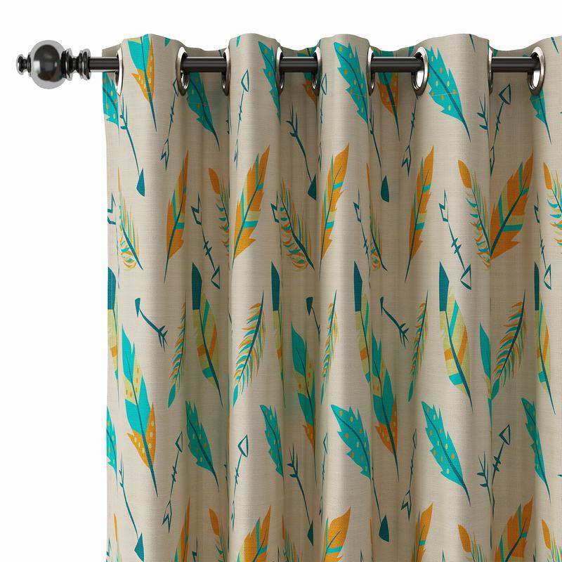 Nature Print Polyester Linen Curtain Drapery with Privacy Blackout Thermal Lining CHRISTIAN