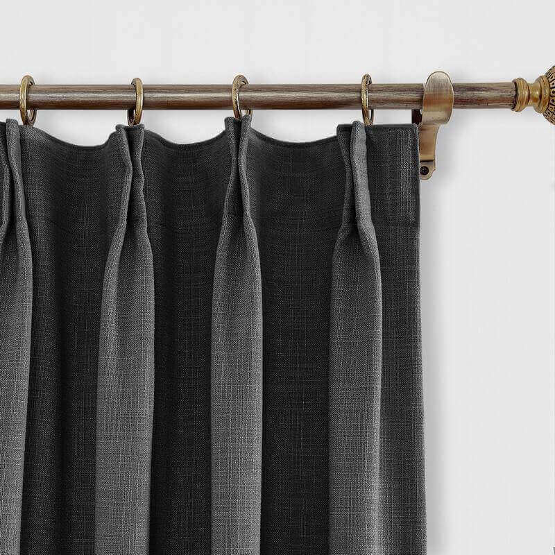 CUSTOM Liz Black Polyester Linen Window Curtain Drapery with Lined