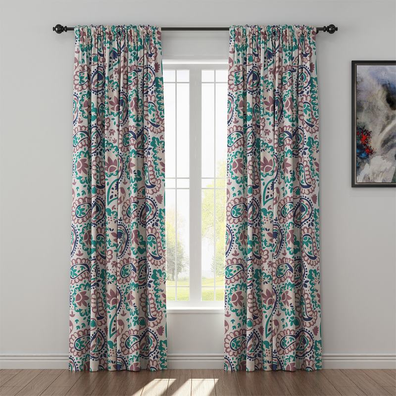 Paisleys Print Polyester Linen Curtain Drapery GEOMETRIC