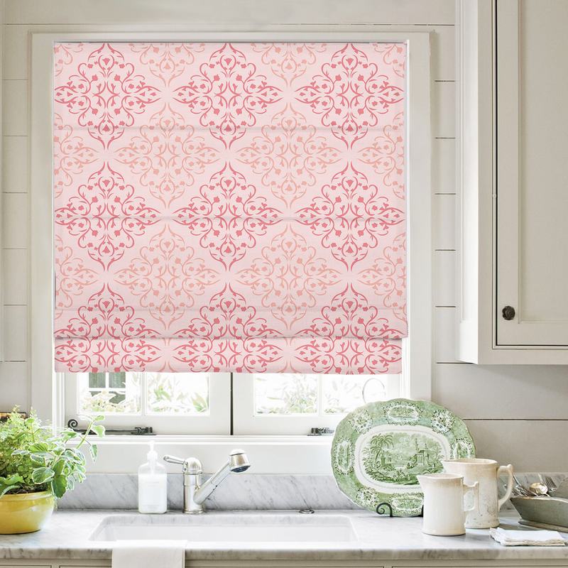 KRISTINE Geometric Print Polyester Linen Roman Shade