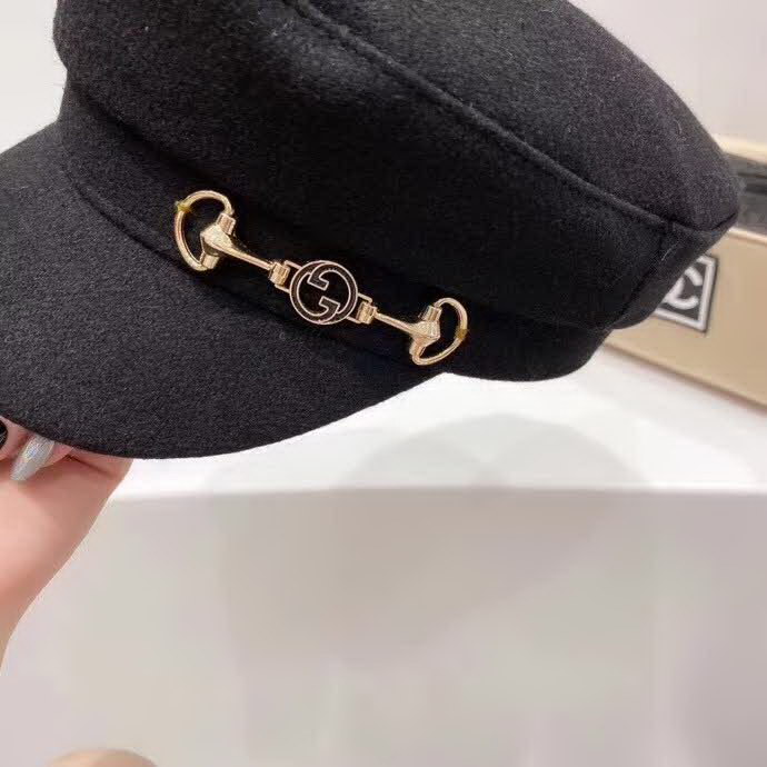 20冬季最新专柜款-古驰Gucci锁扣羊毛呢子军帽，简约轻奢大牌风，简约百搭气质款，保暖凹造型必备单品！