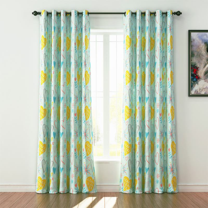 Kids Print Polyester Linen Curtain Drapery FINN