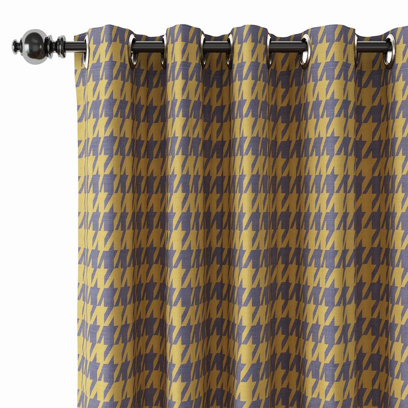 Abstract Print Polyester Linen Curtain Drapery with Privacy Blackout Thermal Lining CLARK