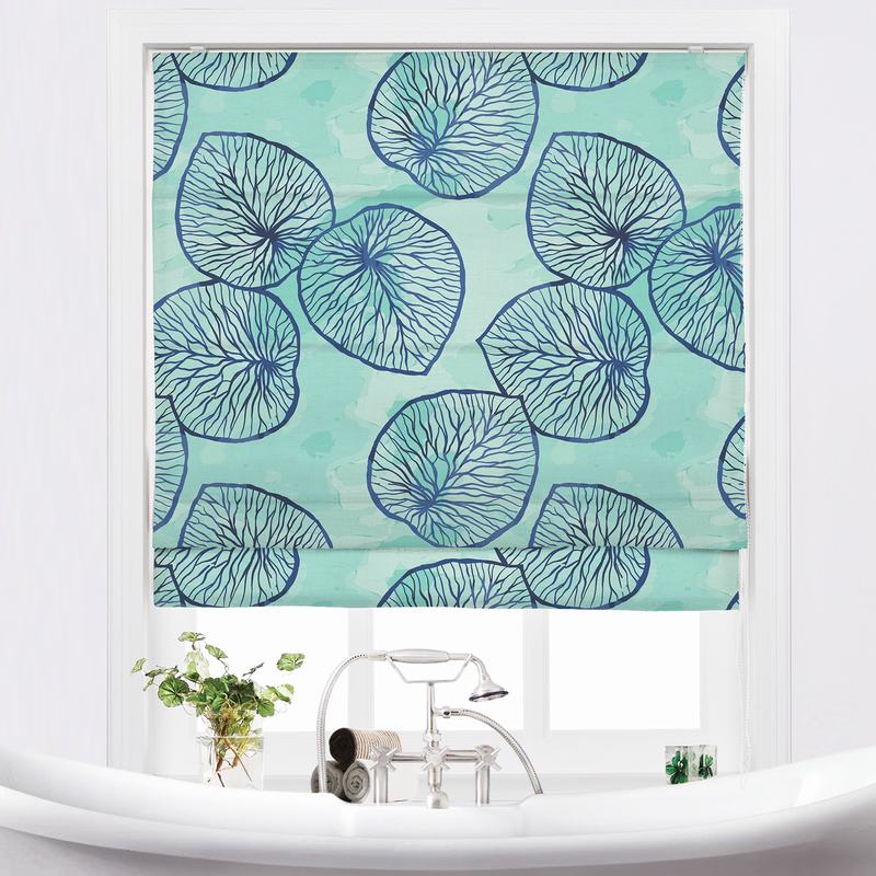 THEODORE Abstract Print Polyester Linen Room Darkening Roman Shade