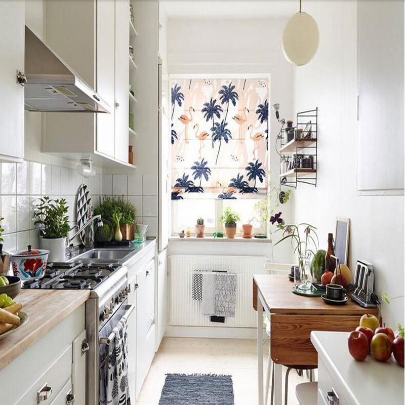 Print Polyester Roman Shade In Navy