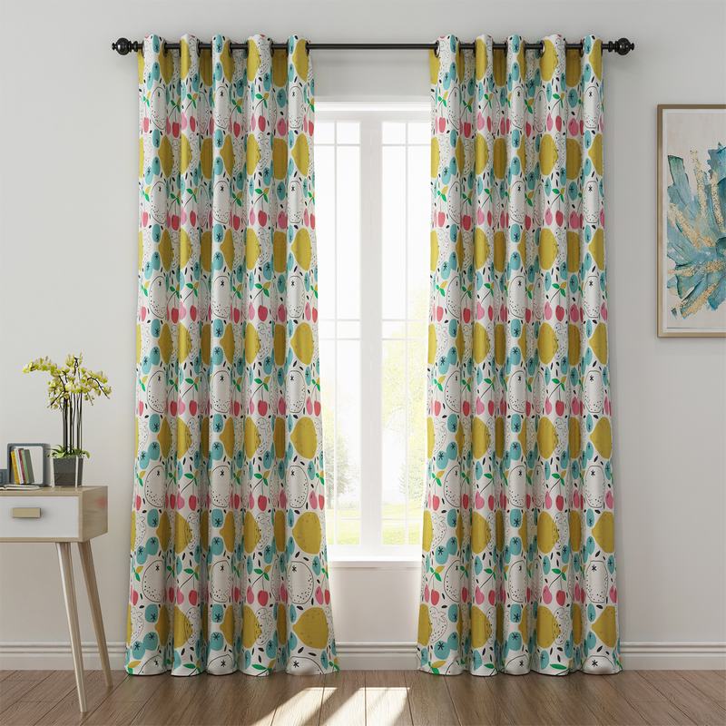 Summer Print Polyester Linen Curtain Drapery BODHI