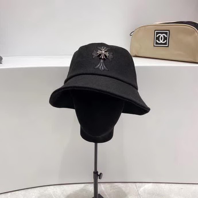 20冬季最新专柜款-ChromeHearts20秋冬新款羊毛呢子皮标十字架，个性街头朋克风，神秘复古十字架，帅气！帽型超正！精品刺绣皮边，妥妥的高级风！