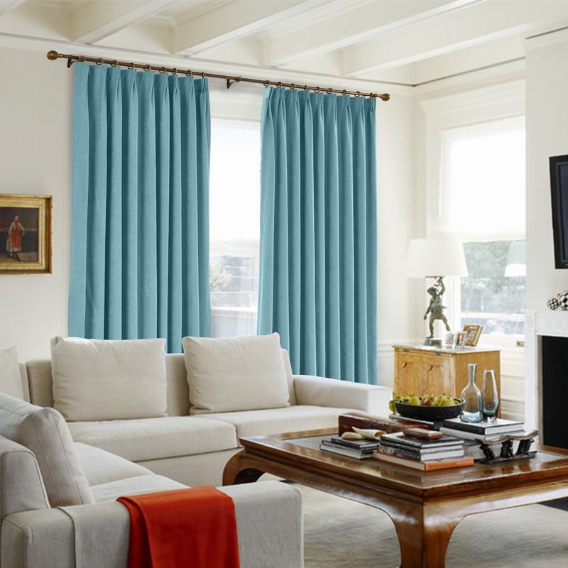 CUSTOM Kante Everglade Teal Polyester Cotton Drapery With Lining Curtains