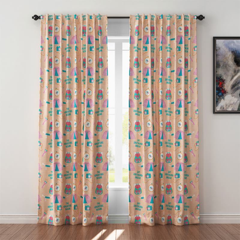 Kids Print Polyester Linen Curtain Drapery SILAS