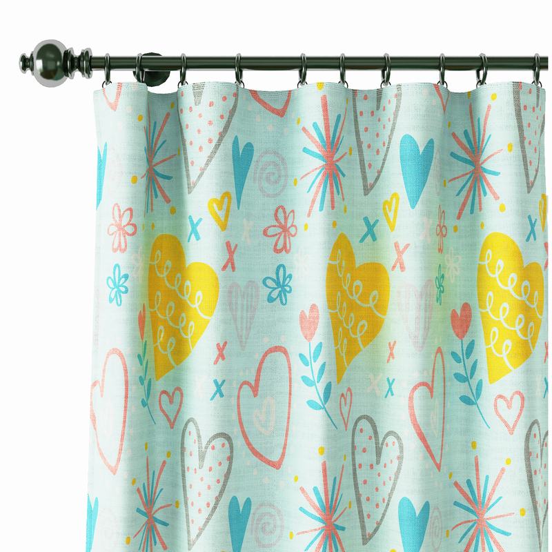 Kids Print Polyester Linen Curtain Drapery FINN