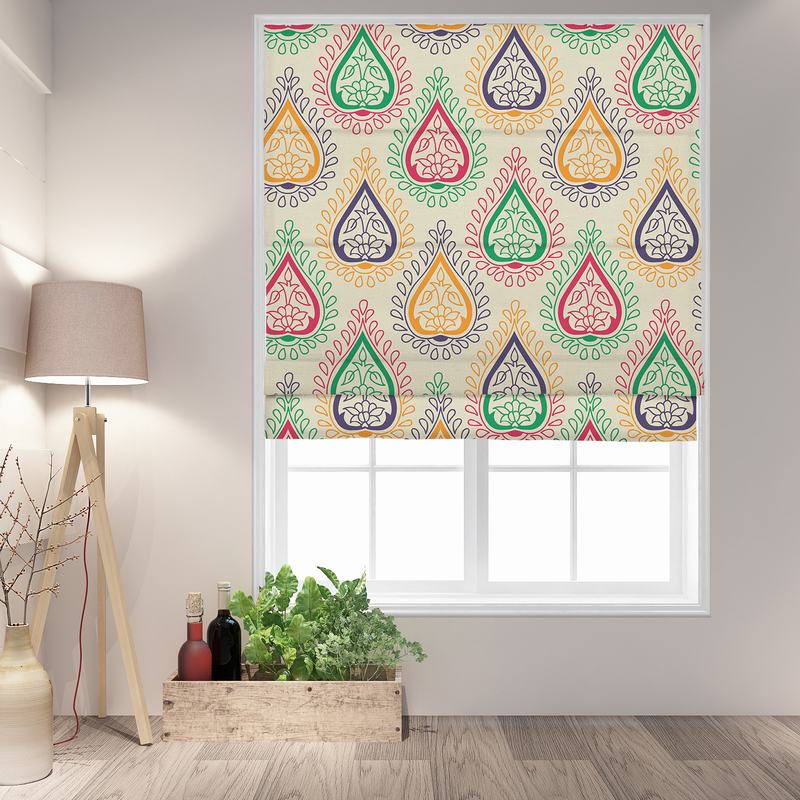 WYATT Abstract Print Polyester Linen Room Darkening Roman Shade