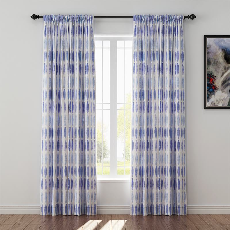 Abstract Print Polyester Linen Curtain Drapery GRANVILLE