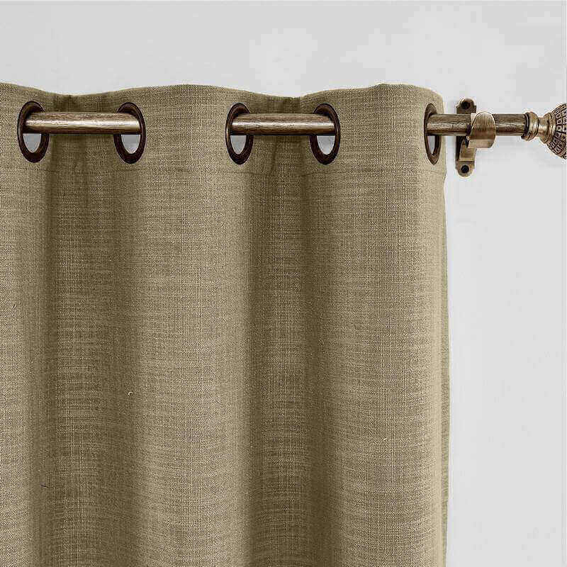 CUSTOM Liz Taupe Grey Polyester Linen Window Curtain Drapery with Lined