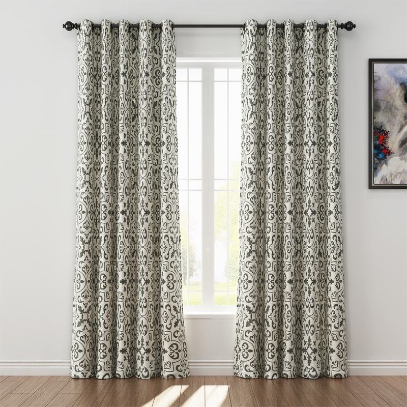 Geometric Print Polyester Linen Curtain Drapery MOBILIZATION