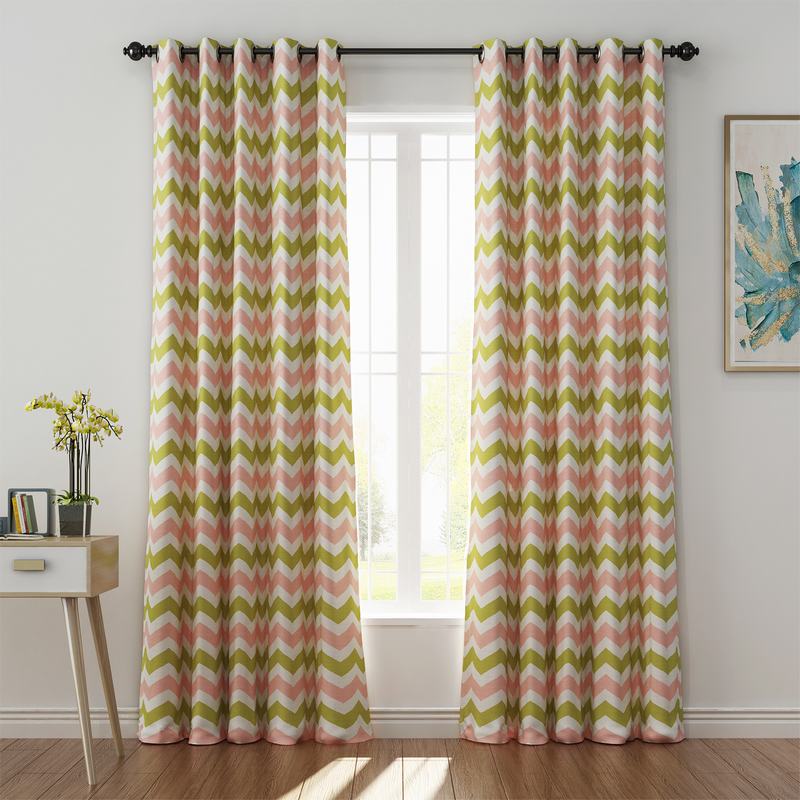 Geometric Print Polyester Linen Curtain Drapery JAMES