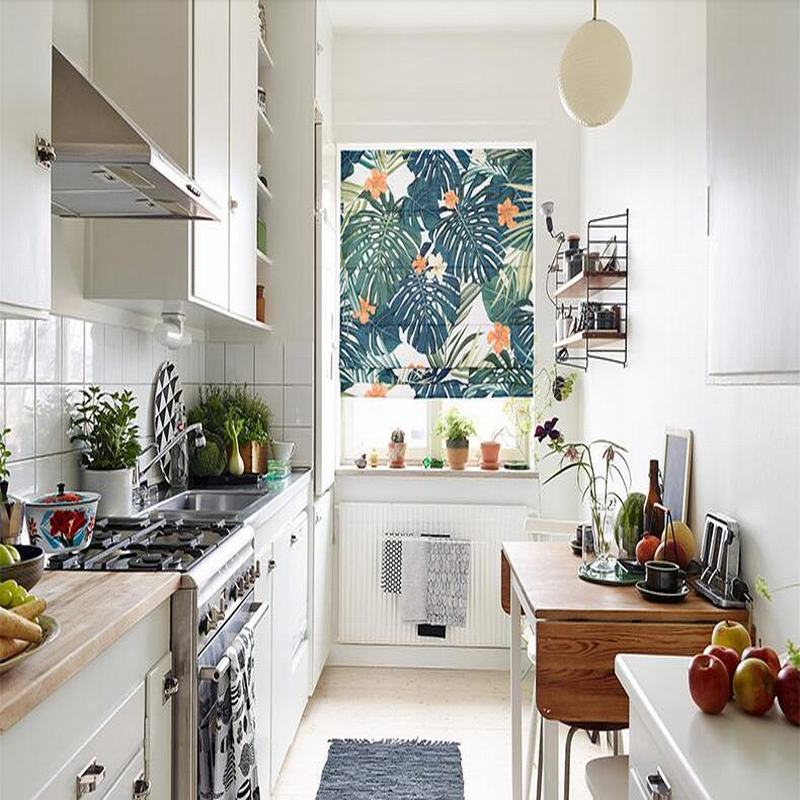 Print Polyester Cotton Roman Shade In Navy