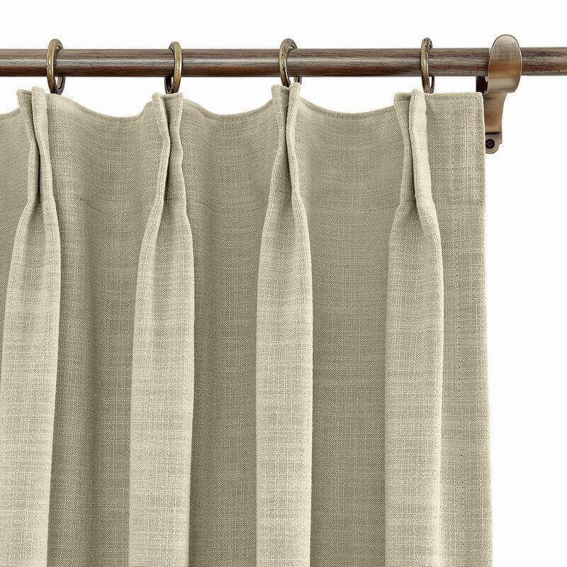 CUSTOM Liz Light Khaki Polyester Linen Curtain Drapery with Lined