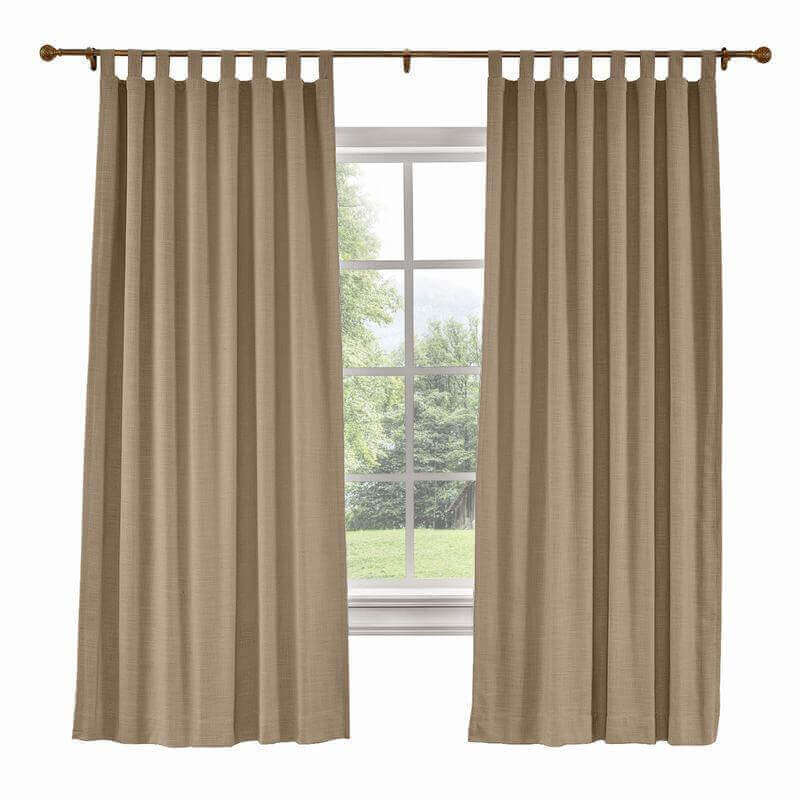CUSTOM Liz Rust Brown Polyester Linen Curtain Drapery with Lined