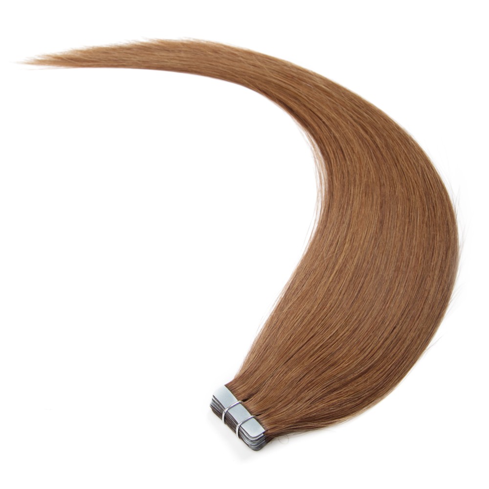 20pcs 50g Straight Tape In Hair Extensions #8 Light Brown