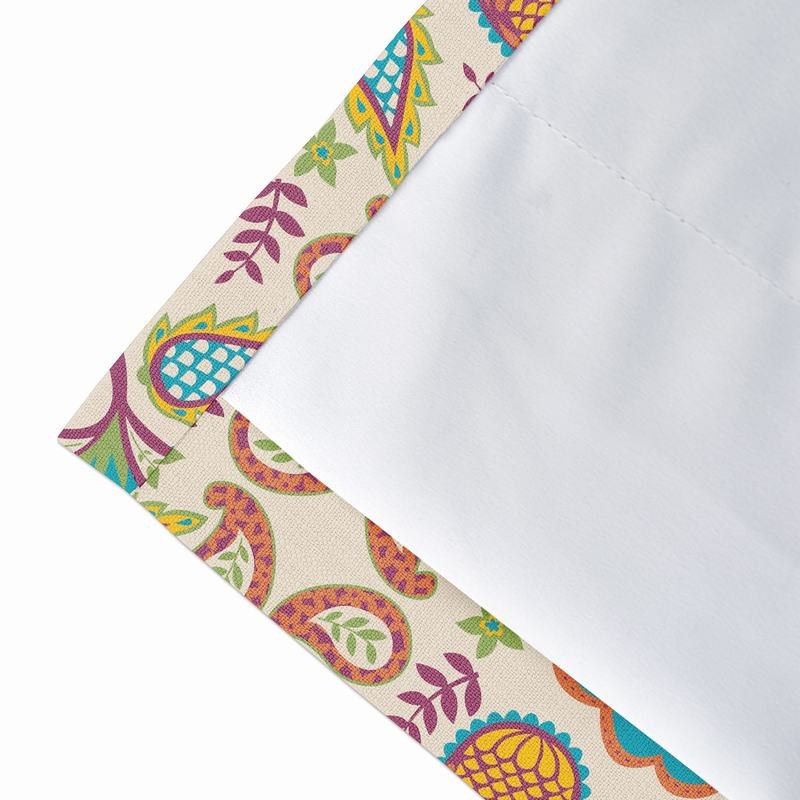 Paisley Print Polyester Linen Curtain Drapery with Privacy Blackout Thermal Lining ABBY