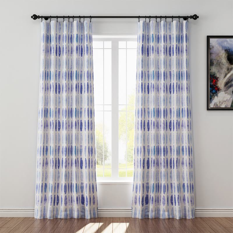 Abstract Print Polyester Linen Curtain Drapery GRANVILLE