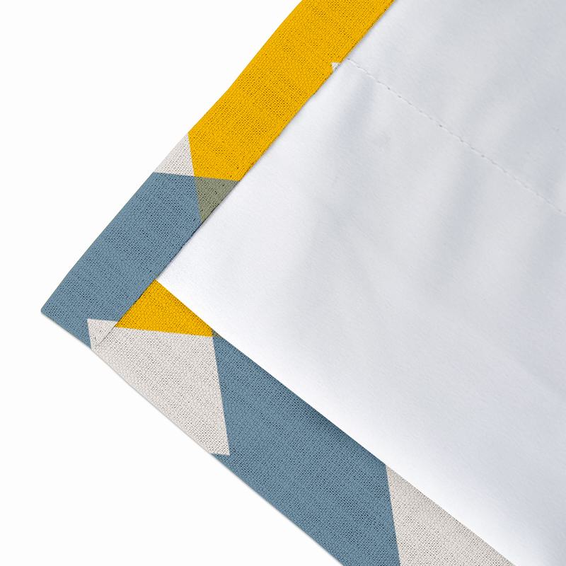 Geometric Print Polyester Linen Curtain Drapery FOX