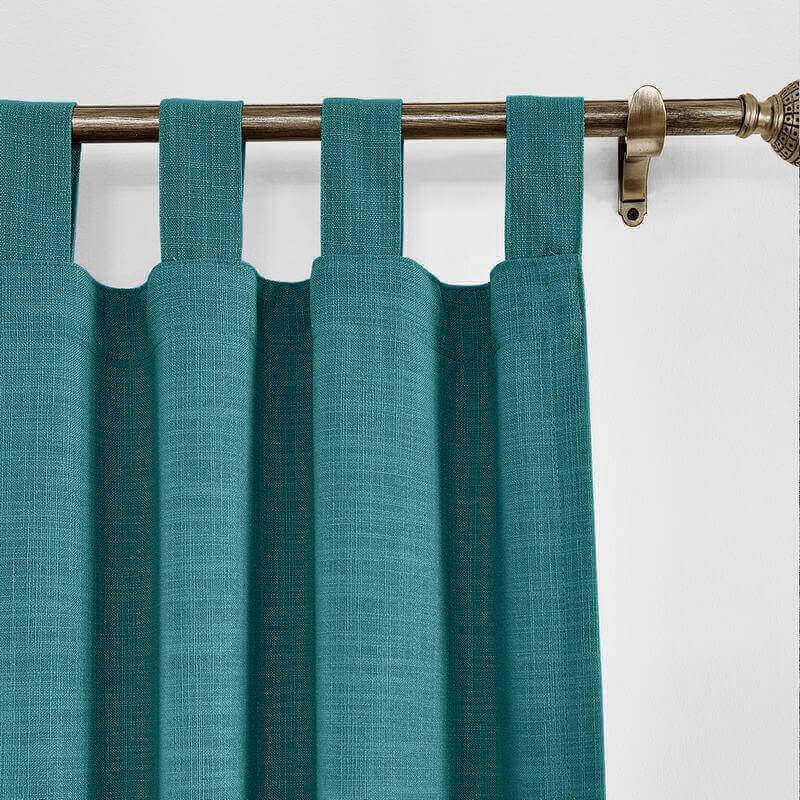 CUSTOM Liz Everglade Teal Polyester Linen Window Curtain Drapery with Lined