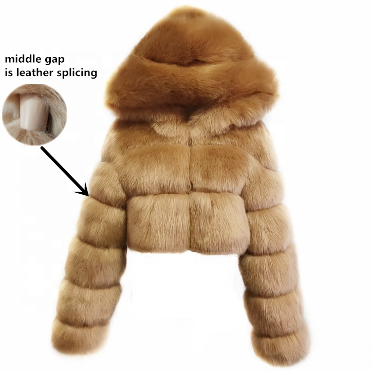 2020 New Winter Coat Jacket Women Faux Fox Fur Coat with Hood Fashion Short Style Fake Fur Coat for Lady