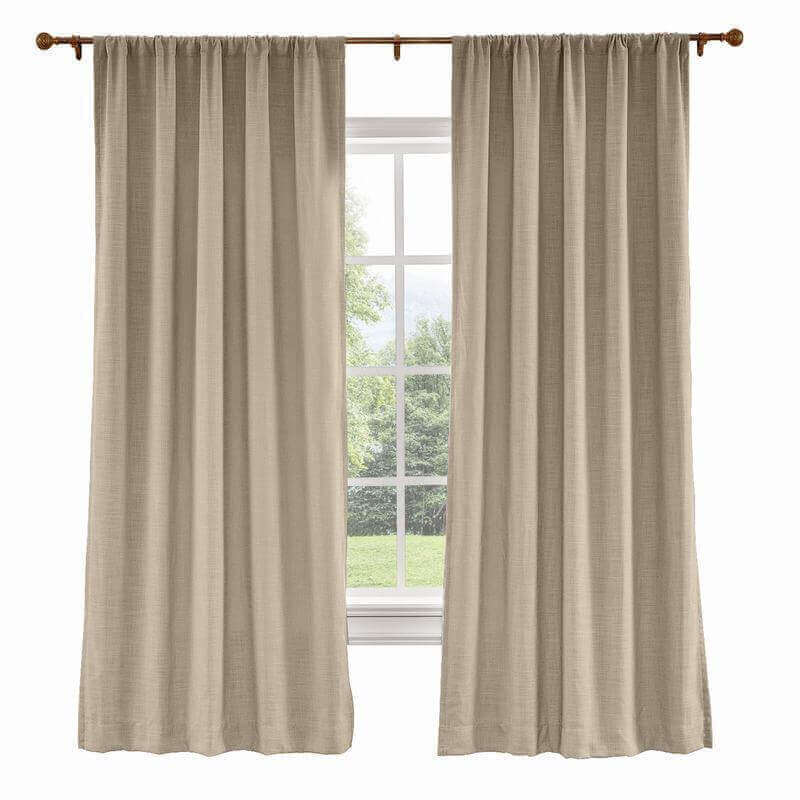 CUSTOM Liz Rosy Brown Polyester Linen Curtain Drapery with Lined