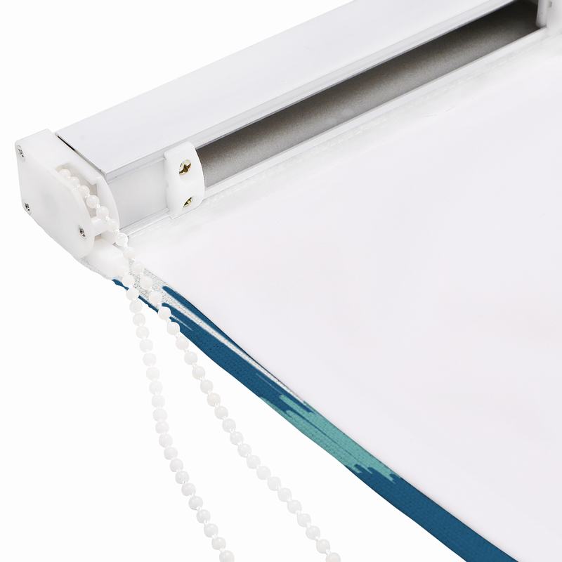 KATE Geometic Print Polyester Linen Room Darkening Roman Shade