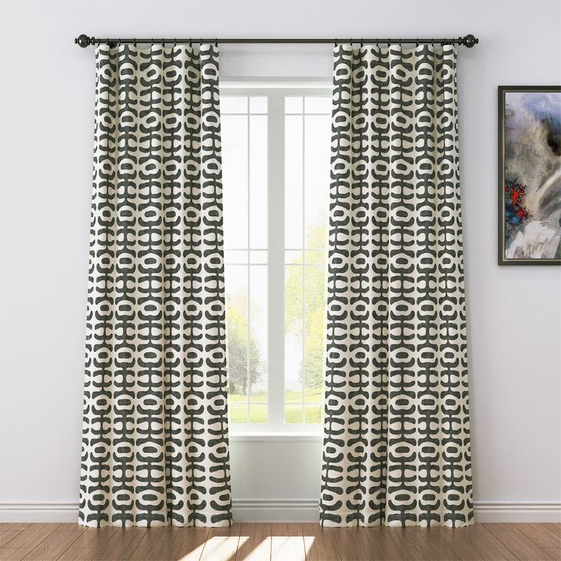 Abstract Print Polyester Linen Curtain Drapery GRAPE