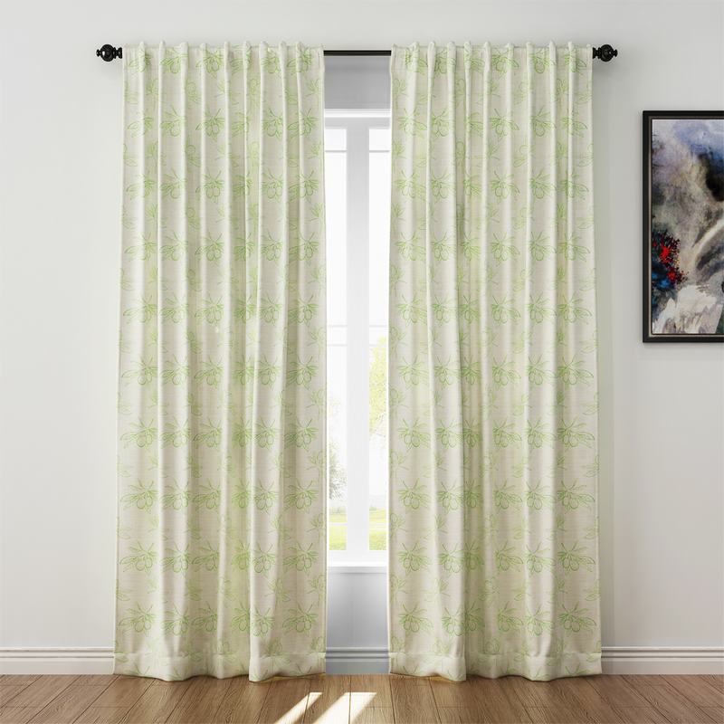 Nature Print Polyester Linen Curtain Drapery ATTICUS