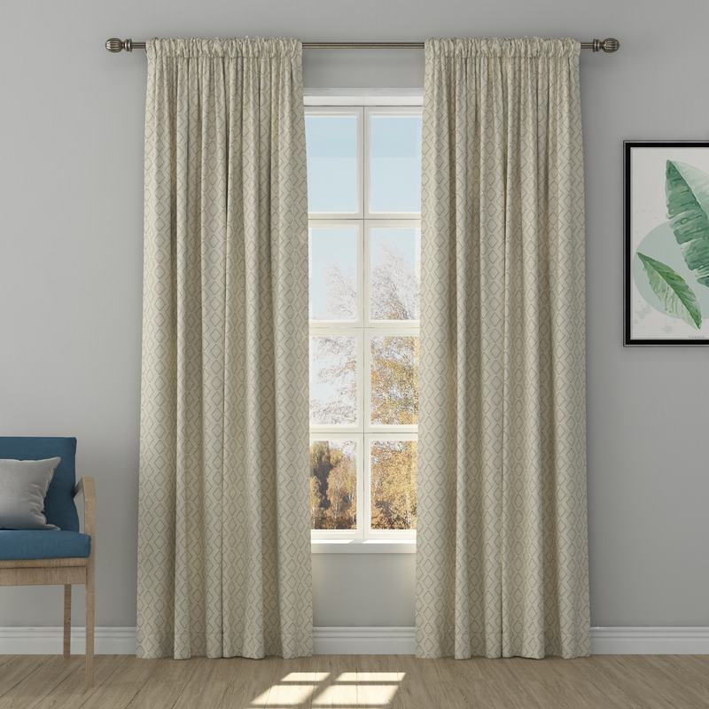 Solid Jacquard Diamond Curtain Drapery MAEVE